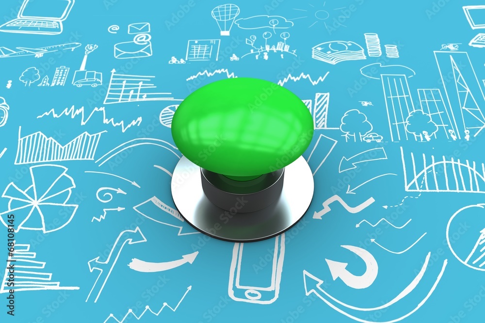 Poster Composite image of digitally generated green push button