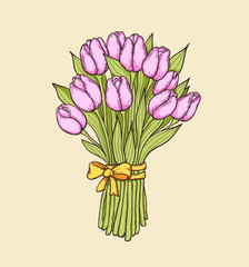 Bouquet of pink tulips
