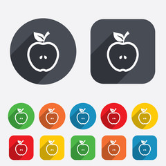 Apple sign icon. Fruit with leaf symbol.