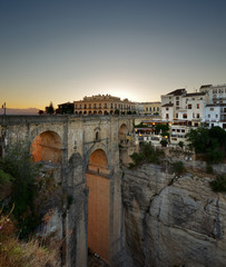 Fototapeta na wymiar New Bridge in the village of Ronda in Andalusia Spain at evening