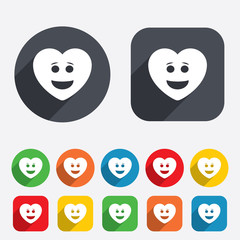 Obraz premium Smile heart face icon. Smiley symbol.
