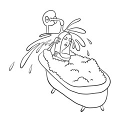 Woman lying in the bath, vector illustration