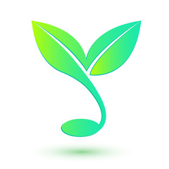 Bio icon. Green natural design element. Abstract sprout with lea