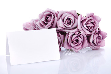 blank card with purple flowers