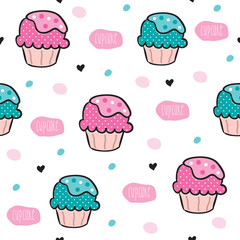 cupcake pattern vector illustration