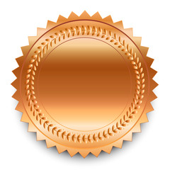 Vector design element. Round bronze medal with pattern and shado