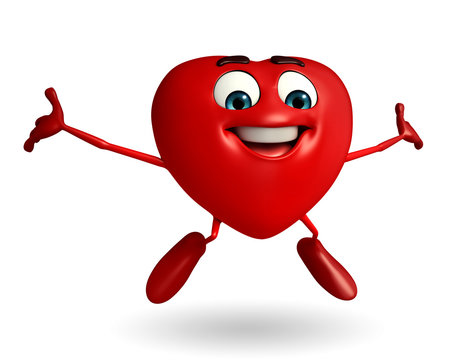 Heart Shape character with happy pose
