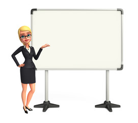 Young Business Woman with display board