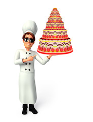Young chef with cake