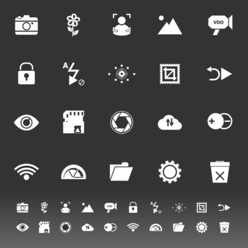Photography sign icons on gray background
