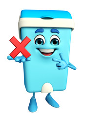 Dustbin Character with cross sign