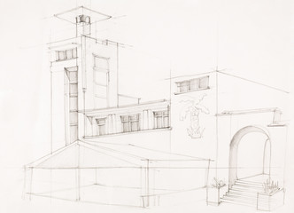 holiday building, architectural sketch