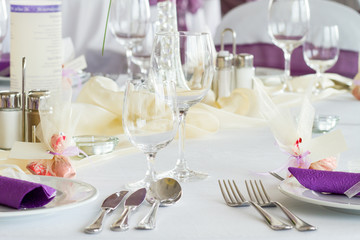 wedding tables set for fine dining or another catered event