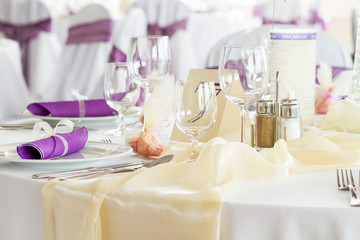 wedding tables set for fine dining or another catered event