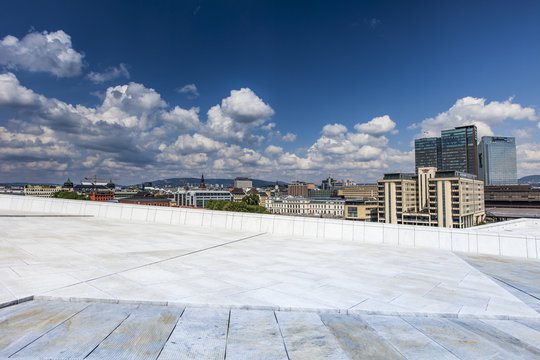 Skyline of Oslo from the opera house. Norway