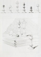 chess pieces and board