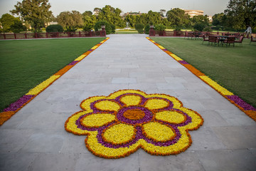 flower decorations on the road in india