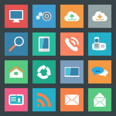 Communication icons set flat design