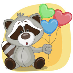 Raccoon with balloons