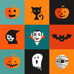 Halloween cute set of icons