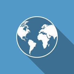 world icon with long shadow