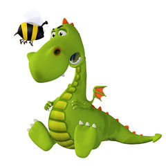 Fototapeta premium cartoon dragon with a bee