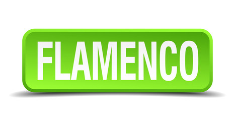Flamenco green 3d realistic square isolated button