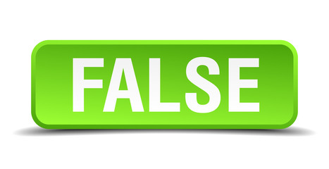 False green 3d realistic square isolated button