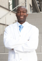 Fototapeta premium African scientist in front of his lab