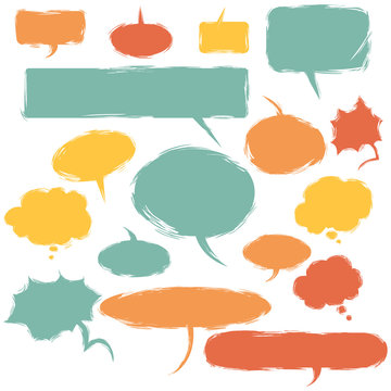 Vector Set of Grunge Comics  Bubbles. Talk and Think