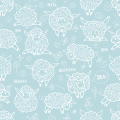 Sheep / Children's seamless wallpaper with cute animals