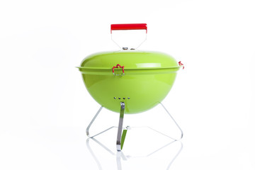 green barbecue grill isolated on white background