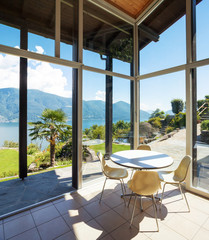 Architecture, interior with landscape view