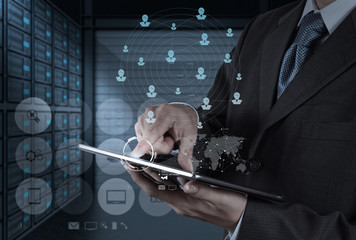 businessman working with new modern computer show social network