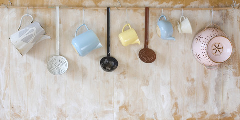 vintage kitchen utensils, free copy space