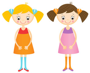 Set of two cute little girls