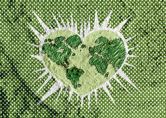 Love Globe earth  idea on Cement wall texture background design