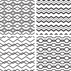 Set of black and white seamless patterns