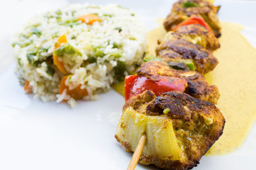 tasty grilled meat and vegetables