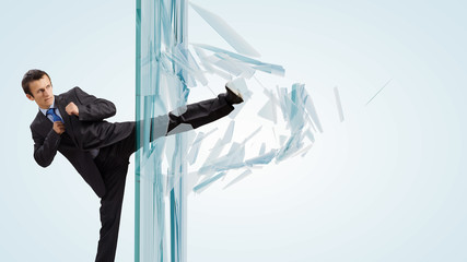 Man breaking glass