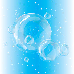Vector Group bubbles on a blue background.