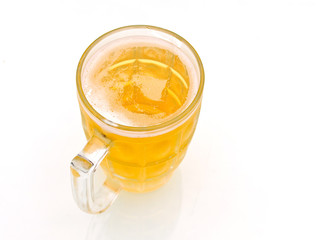 glass with beer on white background