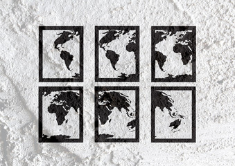 Globe earth idea   on Cement wall texture background design