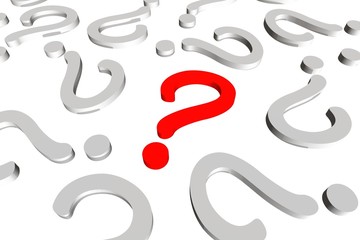 Fragezeichen rot liegend