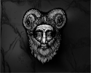 Horned Deity on Stone Wall