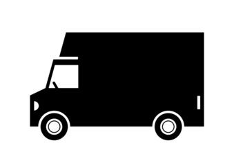 Delivery van on white background