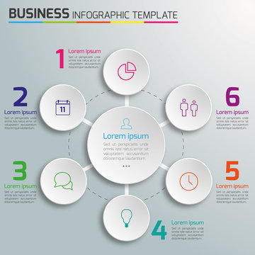 6-Step process infographics light vector background