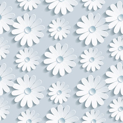 Fototapety  Floral seamless pattern with white chamomile