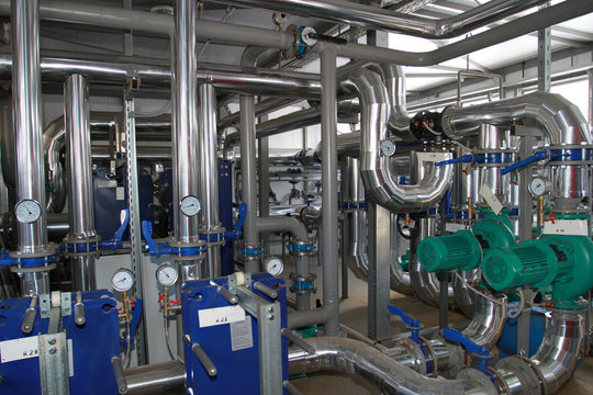 The equipment in a modern boiler-house
