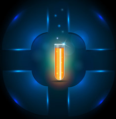 Test tube with orange liquid, template design, add your text if